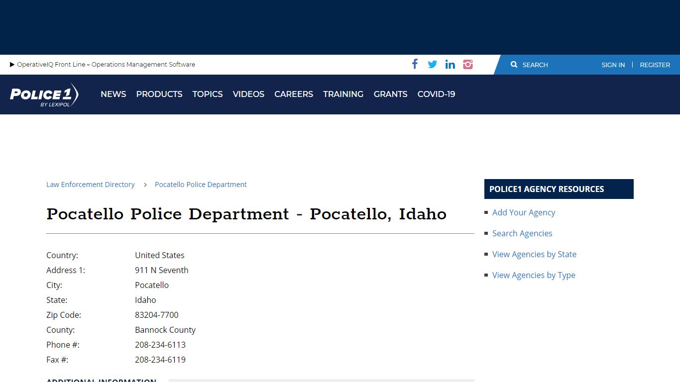 Pocatello Police Department - Pocatello, Idaho